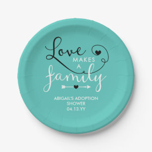 Assiettes En Carton L'Amour Turquoise Fait Une Douche D'Adoption Famil