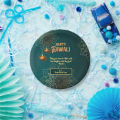 Assiettes En Carton Lampes en or vert Diwali Mandala Personnalisé (Fête)