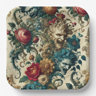 Assiettes En Carton L'anarchie de l'Arcane - Coussin floral gothique
