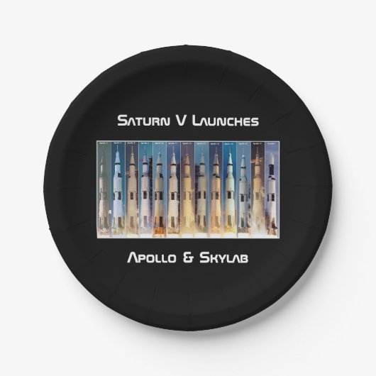 Assiettes En Carton Lancement de la fusée Saturn V Moon (Devant)