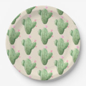 Assiettes En Carton Lancement de mariage au cactus à l'aquarelle (Devant)