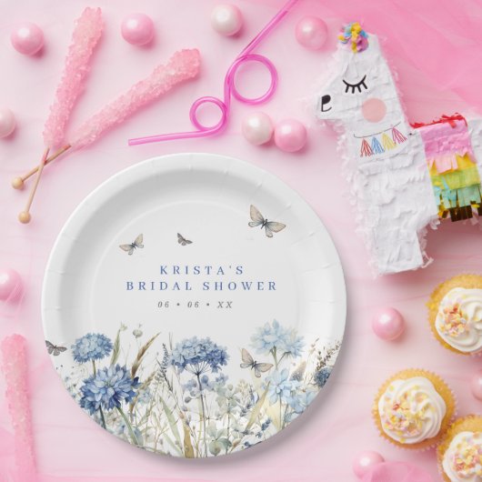 Assiettes En Carton Lancement de mariage aux hortensias bleus et papil (Fête)