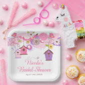 Assiettes En Carton Lancement de mariage avec cages à oiseaux florales (Fête)