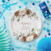 Assiettes En Carton Lancement de mariage floral rouille crème verdure (Fête)