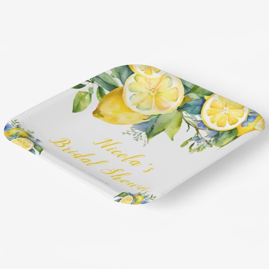 Assiettes En Carton Lancement de mariage méditerranéen au citron (Angulaire)