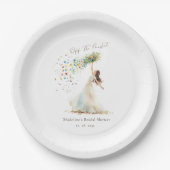 Assiettes En Carton Lancement de mariage rustique à l'aquarelle de fle (Devant)