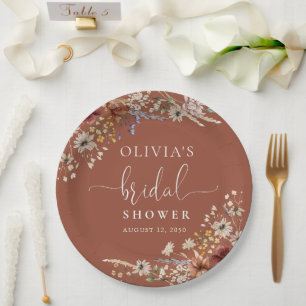 Assiettes En Carton Lancement de mariage Terracotta Tiny Wildflower 