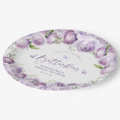 Assiettes En Carton Lancer une Mariée Moderne Papillons Floral Violet (Angle)