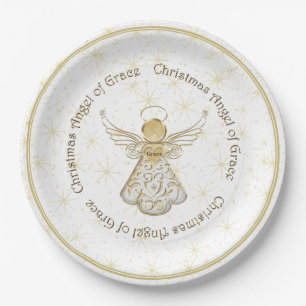 Assiettes En Carton L'Ange de Noël de la grâce et des étoiles de Fi