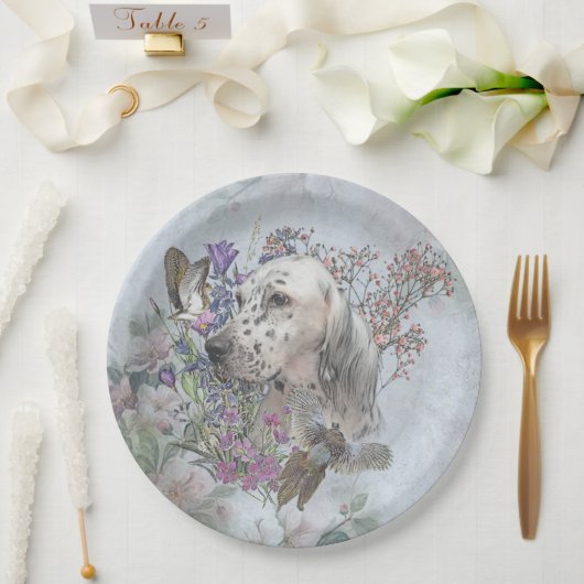 Assiettes En Carton L'Anglais Setter Portrait, art (Mariage)