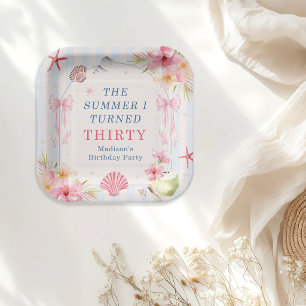 Assiettes En Carton L'anniversaire coquillages de l'été de mes trente