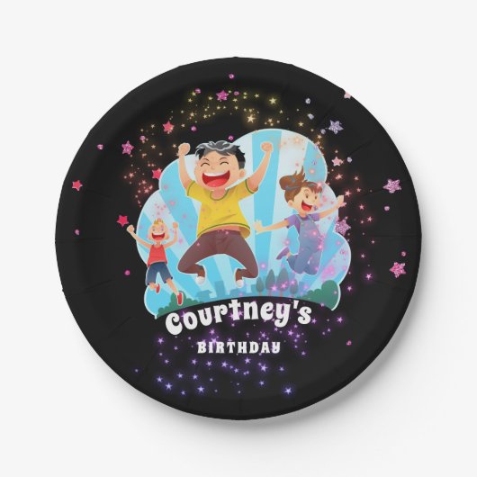 Assiettes En Carton L'anniversaire de enfant de saut de partie de (Devant)