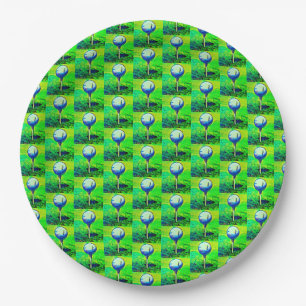 Assiettes En Carton L'anniversaire vert de motif de boule de golf