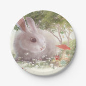 Assiettes En Carton Lapin avec Fleurs (Devant)