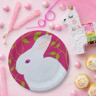 Assiettes En Carton lapin blanc