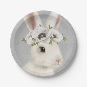 Assiettes En Carton lapin blanc de la ferme vintage moderne