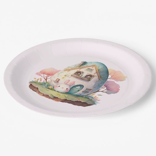 Assiettes En Carton Lapin Bunny Pink Pastel (Angle)