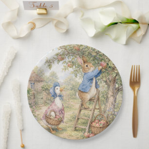 Assiettes En Carton Lapin canard classique cueillant des pommes
