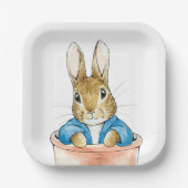 Assiettes En Carton Lapin classique assis dans un pot de plante (Recto)