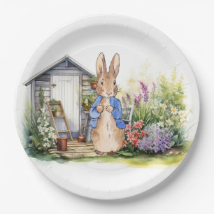 Assiettes En Carton Lapin classique aux lapin veste bleue