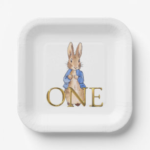 Assiettes En Carton Lapin classique en veste bleue Premier Anniversair