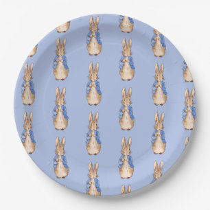 Assiettes En Carton Lapin classique sur fond bleu