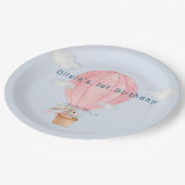 Assiettes En Carton Lapin dans Hotair ballon couleur pastel anniversai (Angle)