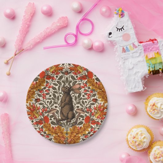 Assiettes En Carton Lapin d'automne sur blanc (Fête)