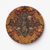 Assiettes En Carton Lapin d'automne sur brun (Devant)