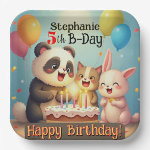 Assiettes En Carton Lapin de anniversaire Panda Chat Animaux