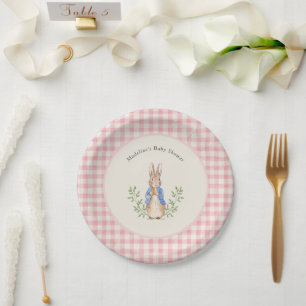 Assiettes En Carton Lapin de conte de fées classique en vichy pour Bab