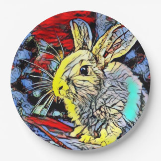 Assiettes En Carton lapin de coup de couleur