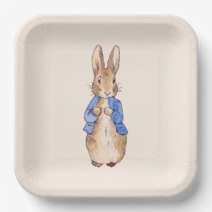 Assiettes En Carton Lapin de garenne classique veste bleue