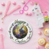 Assiettes En Carton Lapin De Pâques Avec Panier D'Oeufs (Fête)