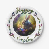 Assiettes En Carton Lapin De Pâques Avec Panier D'Oeufs (Devant)