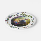 Assiettes En Carton Lapin De Pâques Avec Panier D'Oeufs (Angle)