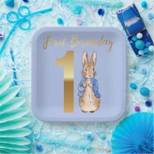Assiettes En Carton Lapin de Pâques Classique Premier Anniversaire