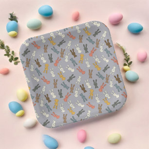 Assiettes En Carton Lapin de Pâques Dessin Animé