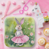 Assiettes En Carton Lapin De Pâques En Tutu Rose (Fête)