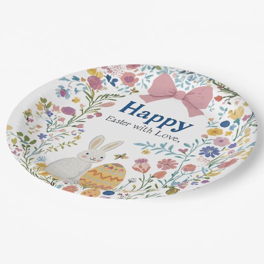 Assiettes En Carton Lapin de Pâques, Oeuf et couronne (Angle)