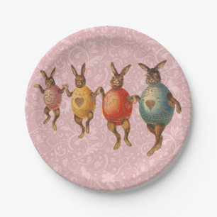 Assiettes En Carton Lapin de Pâques Œufs Dansants
