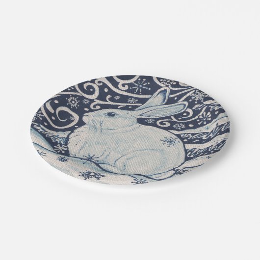 Assiettes En Carton Lapin d'hiver Bleu et blanc Delft Dedham (Angle)