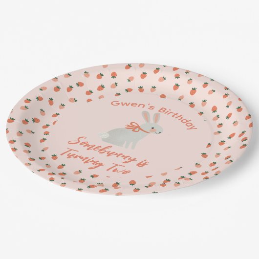 Assiettes En Carton Lapin et fraise (Angle)