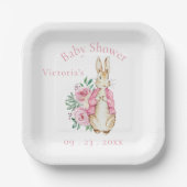 Assiettes En Carton Lapin Lapin Baby shower rose (Recto)