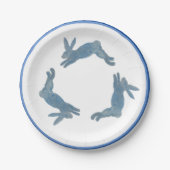 Assiettes En Carton Lapin Lapin de Campagne Bleu (Devant)