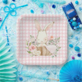 Assiettes En Carton Lapin Lapin Pink Pastel Houndstooth Lapin (Fête)