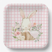 Assiettes En Carton Lapin Lapin Pink Pastel Houndstooth Lapin (Recto)