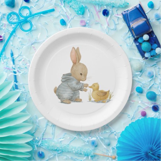 Assiettes En Carton lapin mignon avec canard (Fête)