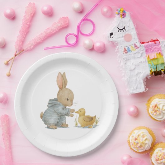Assiettes En Carton lapin mignon avec canard (Fête)