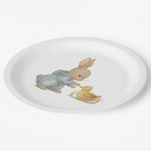 Assiettes En Carton lapin mignon avec canard (Angle)